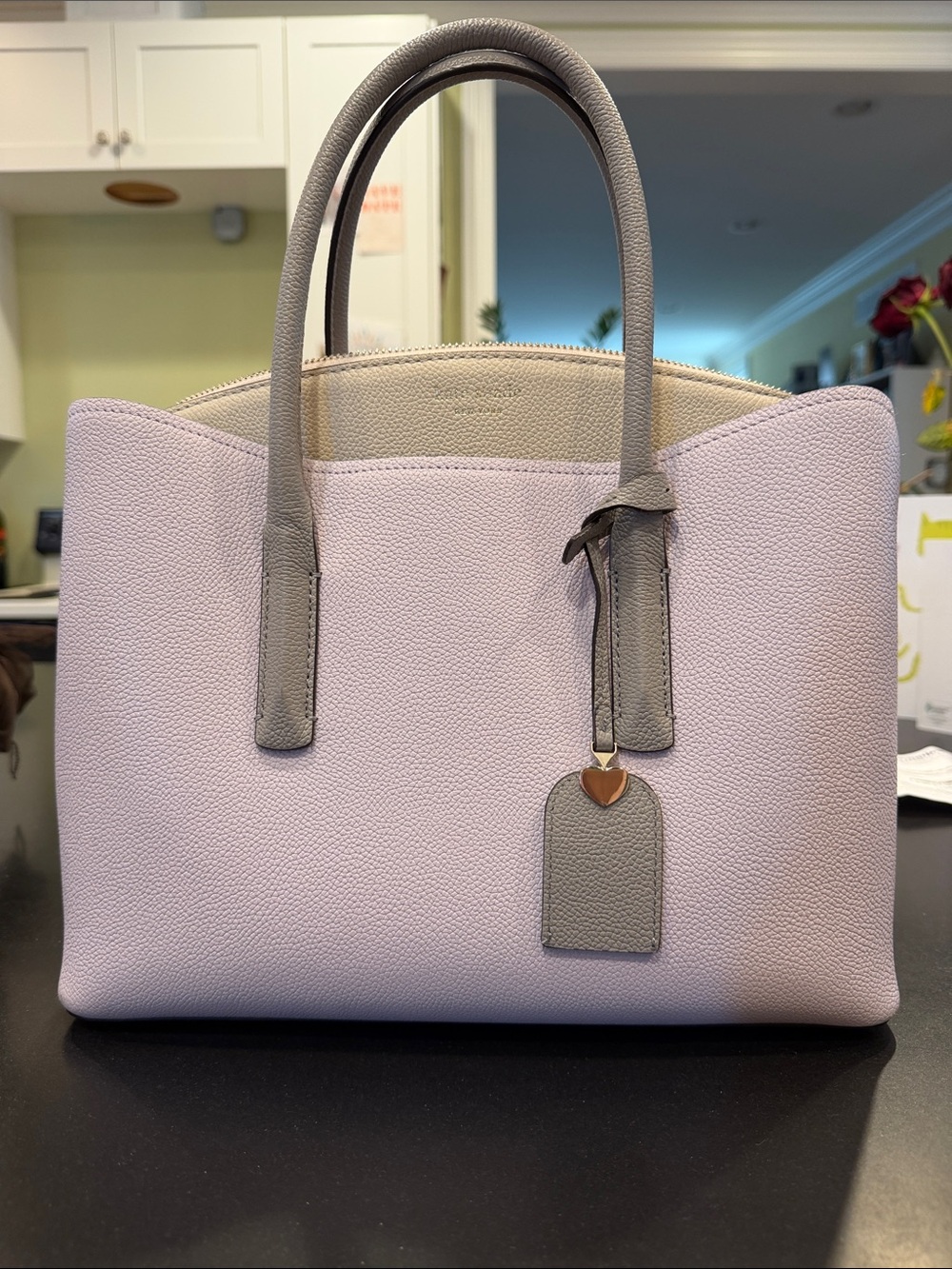 kate spade Pale Lavender and Gray Leather Tote